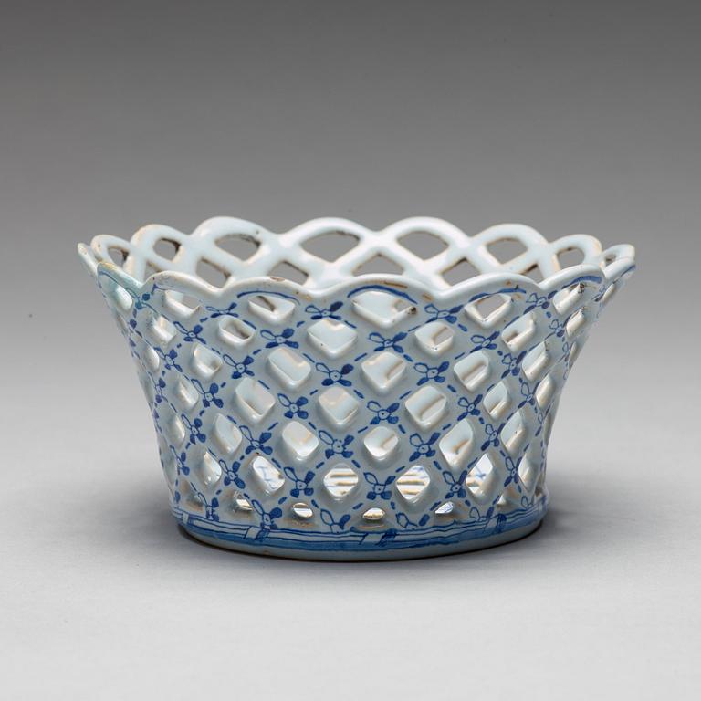 A faience chestnut basket, presumably Marieberg, after 1766.