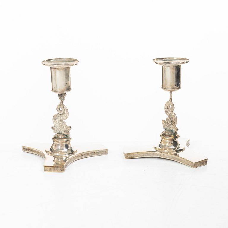 A pair of Swedish Empire candlesticks, mark of Petter Fredrik Sundberg, Karskrona 1832.
