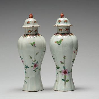 A pair of famille rose vases, Qing dynasty, Qianlong (1736-95).