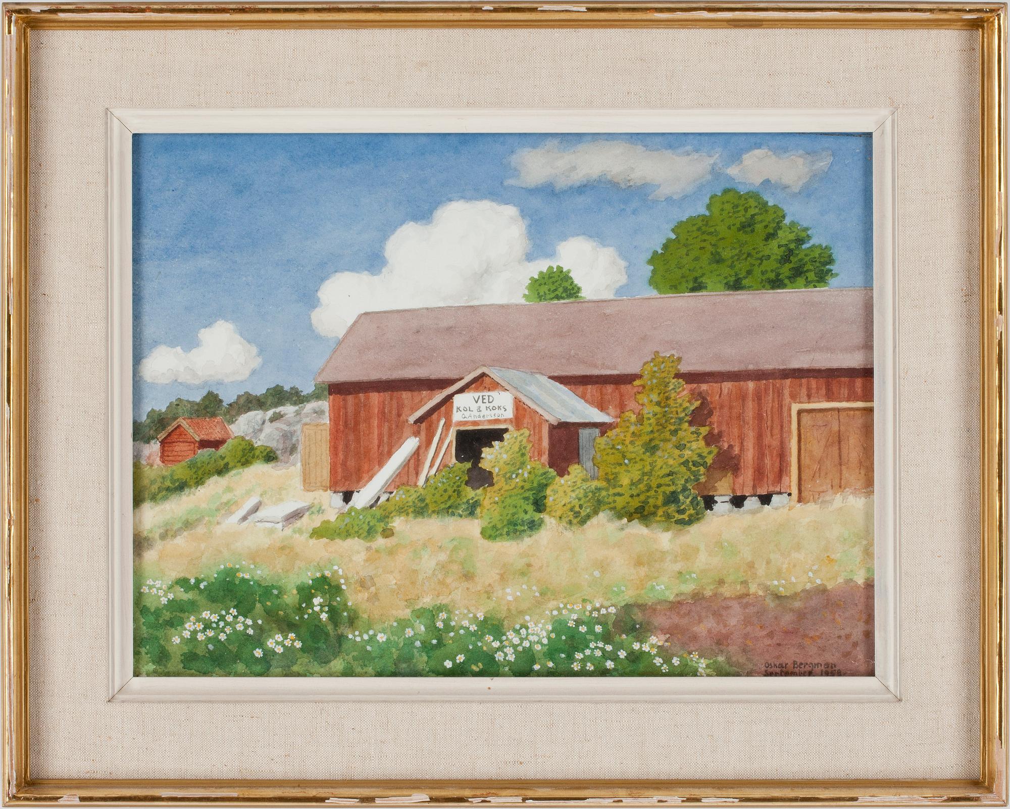 OSKAR BERGMAN, akvarell, signerad samt daterad september 1958.