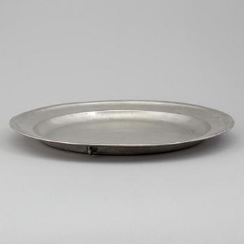 A Swedish 18th century pewter plate with unclear hallmarks.