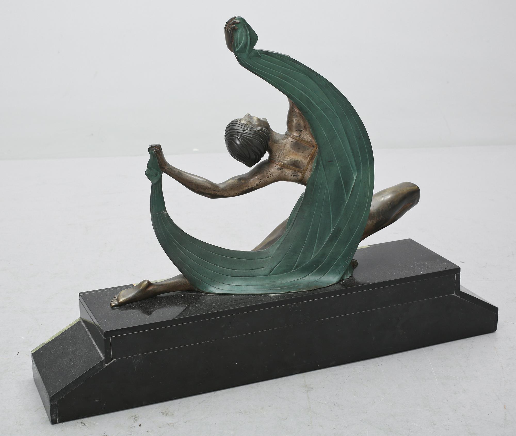 SKULPTUR, brons och marmor, Jean Lormier, signerad, 1930-tal.