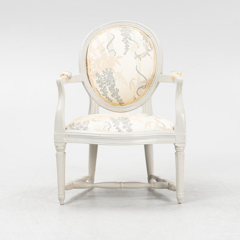 A Gustavian armchair, end of the 18th Century.