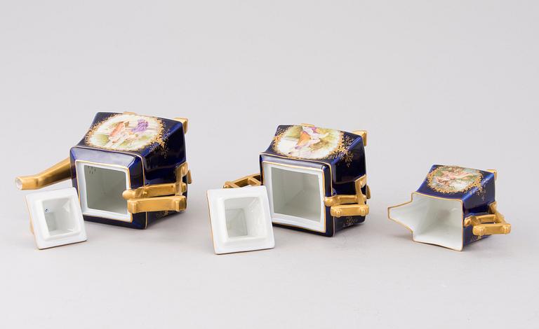 KAFFESERVIS 6 DELAR, porslin, "tête-à-tête", Kuznetsov Dulevo fabriken 1891-1917.