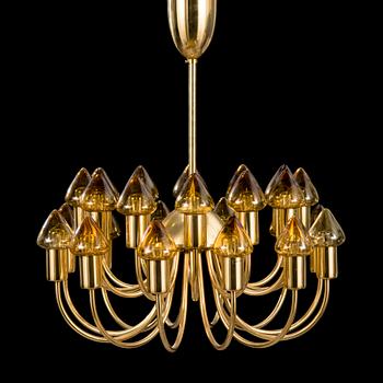 HANS-AGNE JAKOBSSON, A brass chandelier, model T 808, Markaryd, Sweden, late 20th Century.