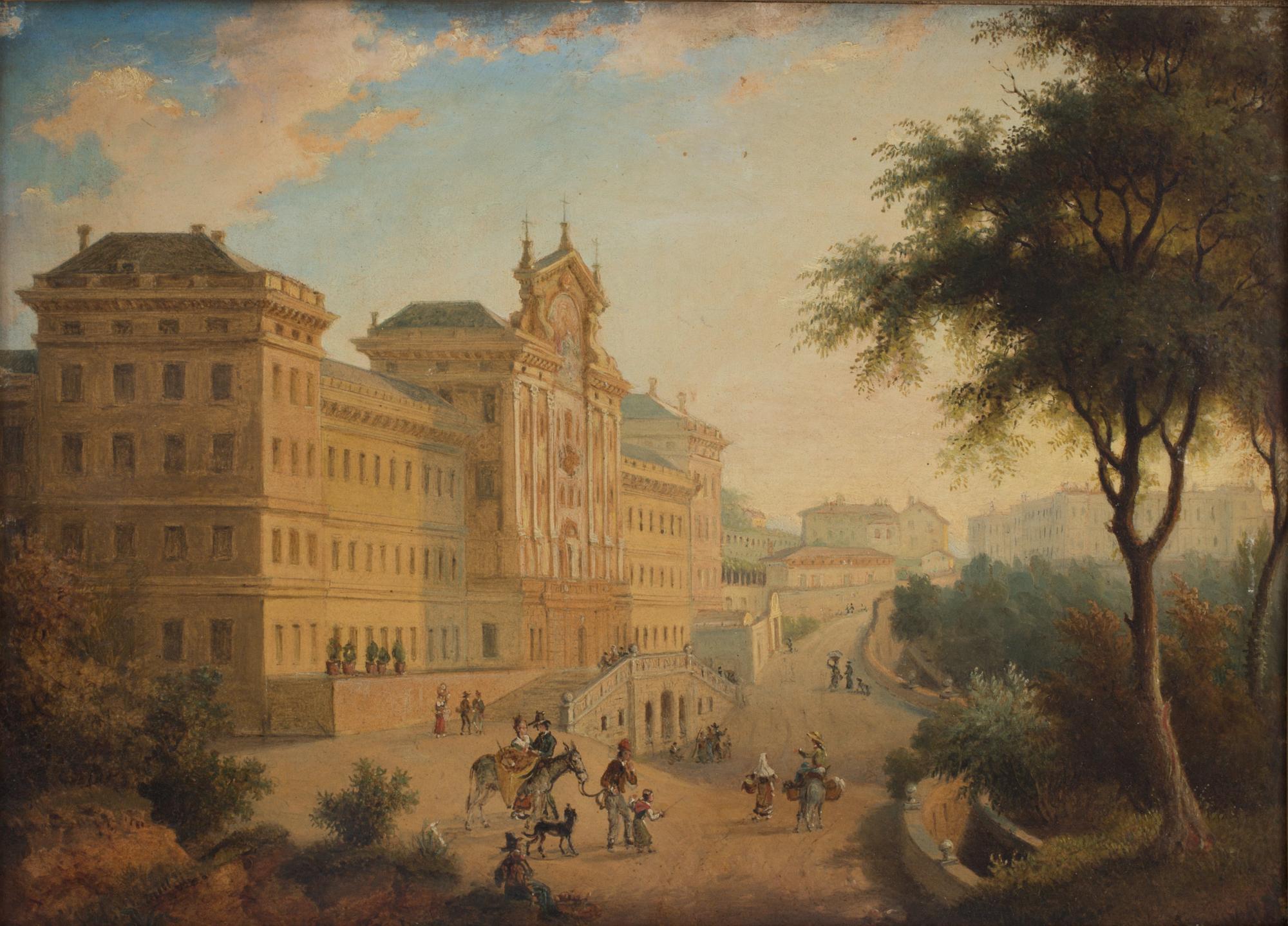 OKÄND KONSTNÄR, olja på papper. 1800-talets mitt.