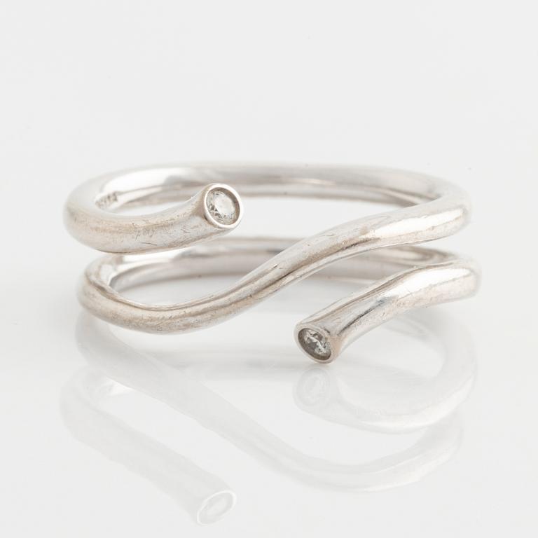 Georg Jensen, two rings, with brilliant-cut diamonds.
