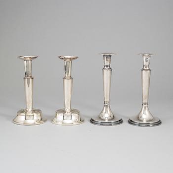 Four silver candlesticks from TESI, Gothenburg, 1972-74.
