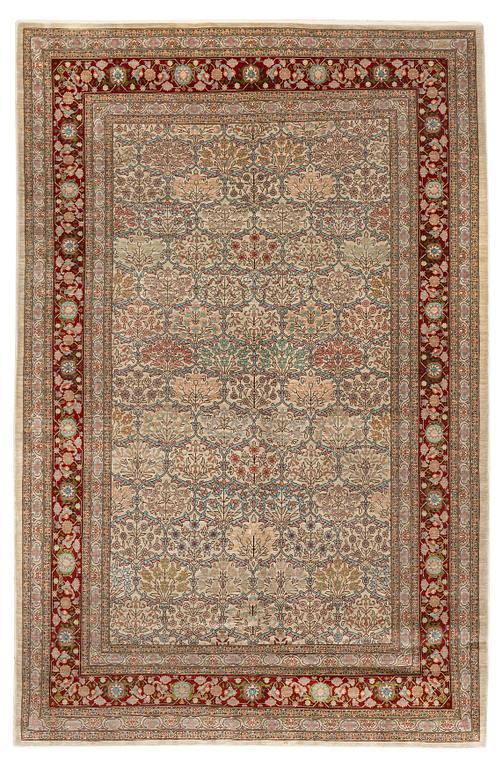 A rug, old, silk Hereke, signed, ca 166,5 x 109 cm.