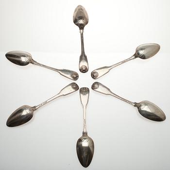 SKEDAR, 6 st., silver. Möllenborg Stockholm 1838. Vikt 500 g.