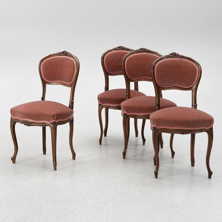 Sofa, 2 armchairs, 4 chairs, table and banquet, Rococo style, 20th century.