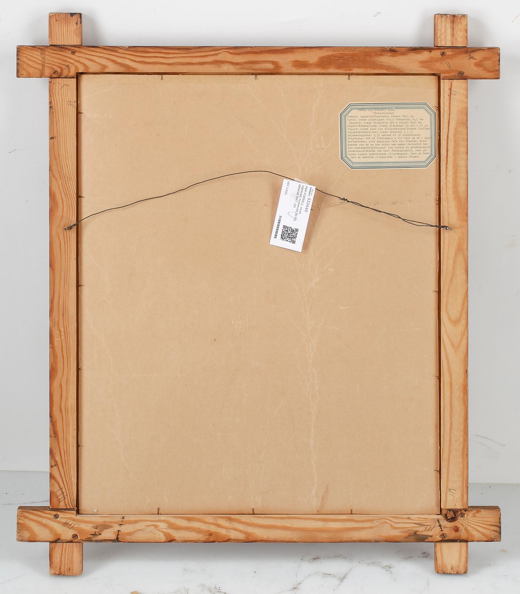 PER FORSELL, tryck, signerad, numrerad 26/50, daterad 1947.