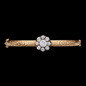 126. BANGLE, Oold cut diamonds, tot. app. 1.20 cts.