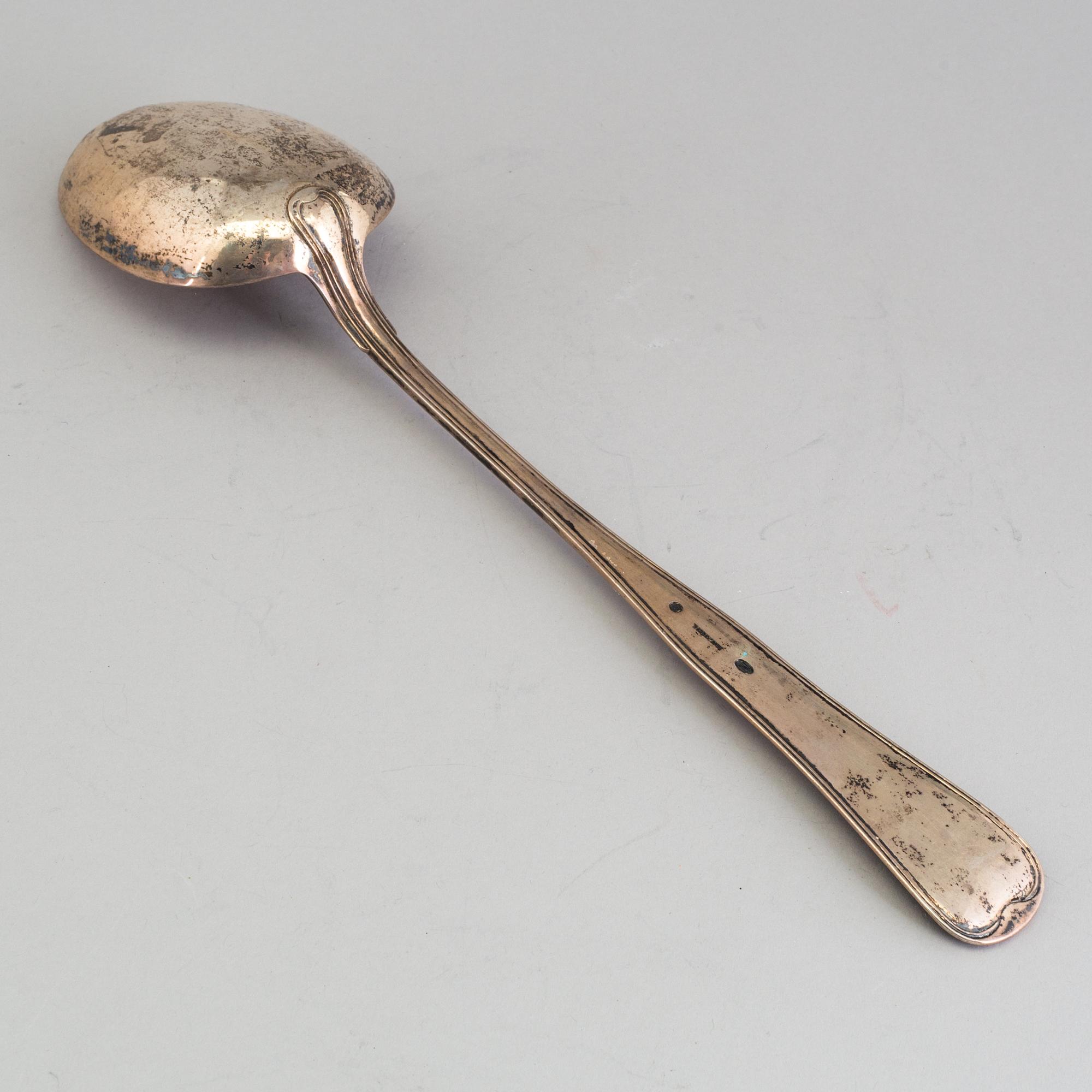 A silver serving spoon, maker's mark V. Christensen, Copenhagen, 1876 and LADLE, silver, Carl Fahlberg, Uppsala, 1792.