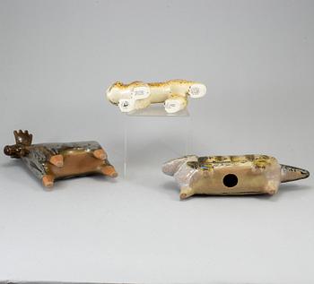 A group of three ceramic figurines of animals by Lisa Larson, Gustavsberg.