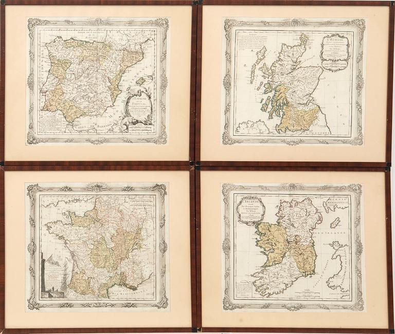 Maps of Europe, 8 pcs., 18th century, France.