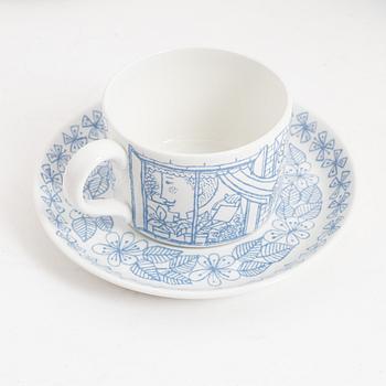 Stig Lindberg, tekoppar med fat, 8 st "Boro", Gustavsberg.