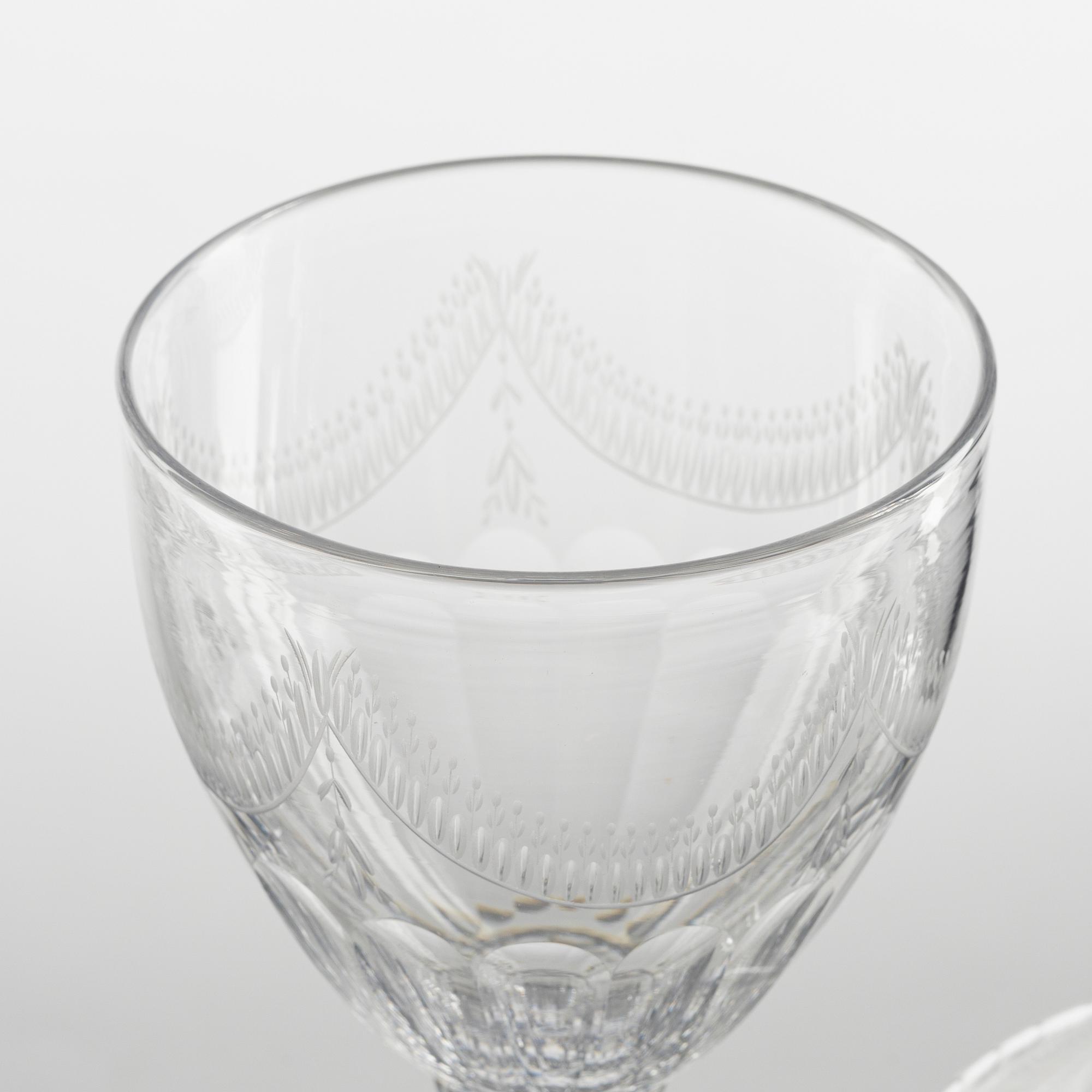 A pair of Gustavian style lidded glass vases, circa 1900.