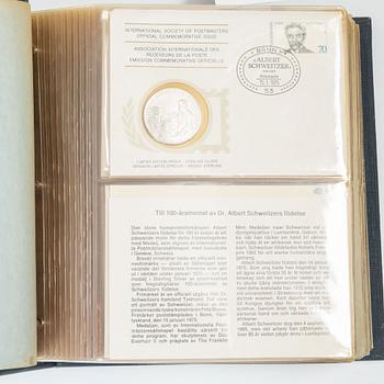 Collector's coins, 36 pcs, sterling silver, International Society of Postmasters, commemorative edition, 1975-1977.