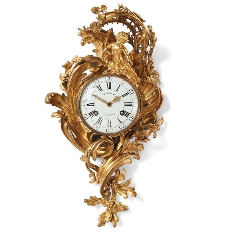 A French Louis XV gilt bronze clock by Ferdinand Berthoud (1727-1807).