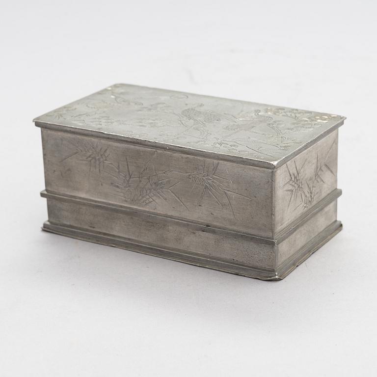 Pewter Box, marked Swatow Kut Hing, China early 20th century.