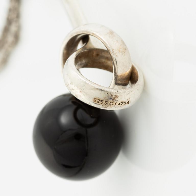 Necklace, Georg Jensen, "Sphere", design Regitze, silver with black agate.