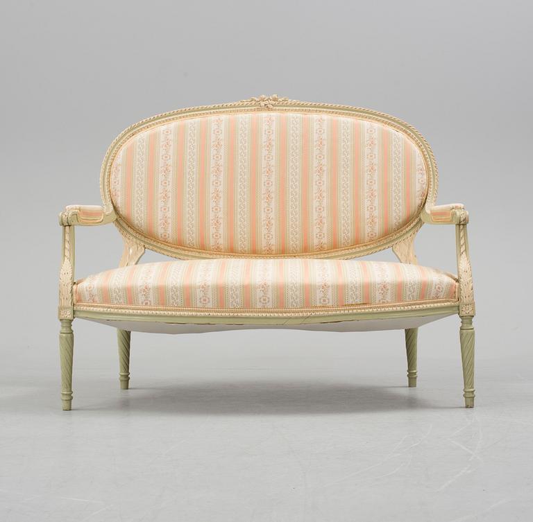 SALONGSGRUPP, 7 delar, gustaviansk stil, 1900-talets början.