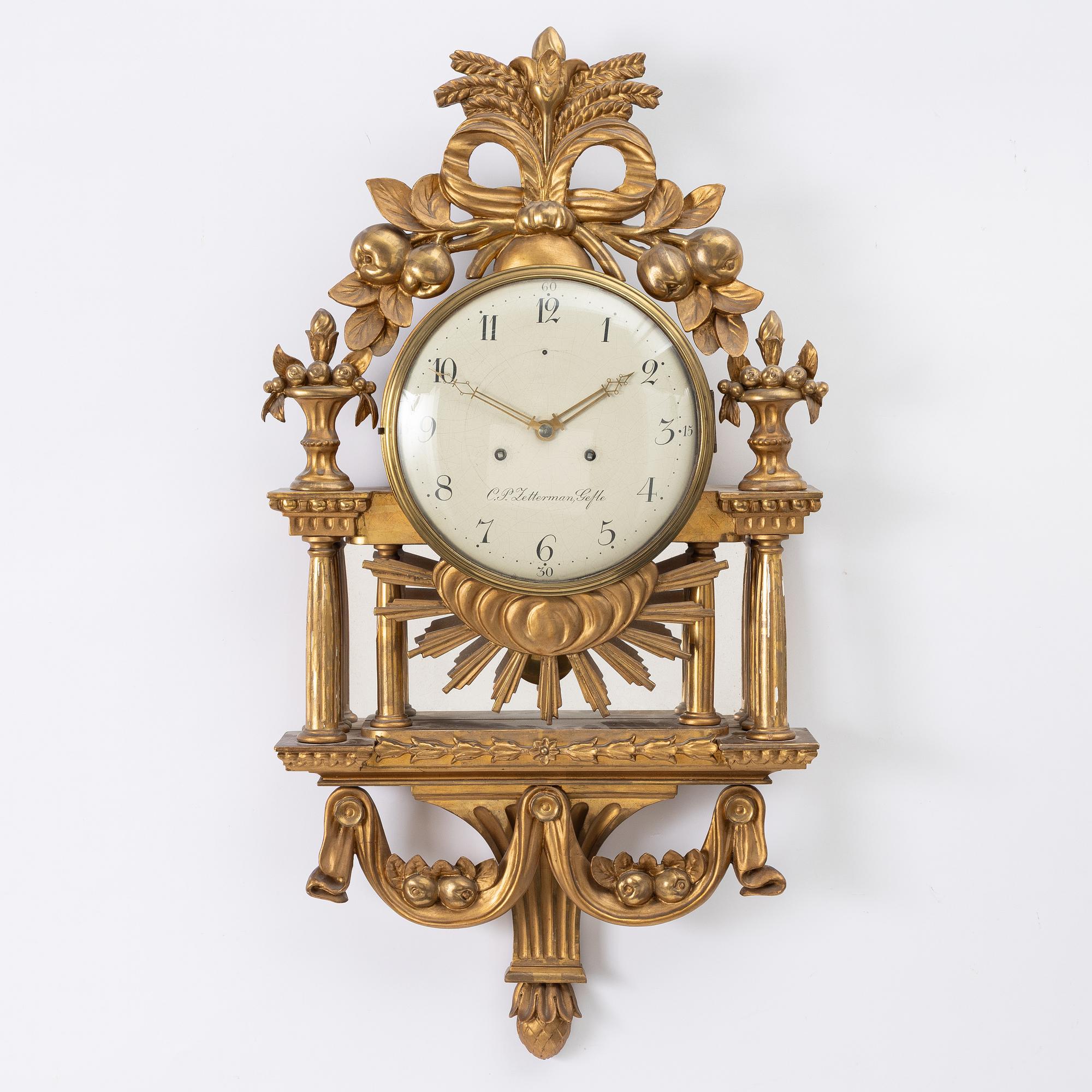Wall clock, Carl Peter Zetterman Gefle. (1810-1894).