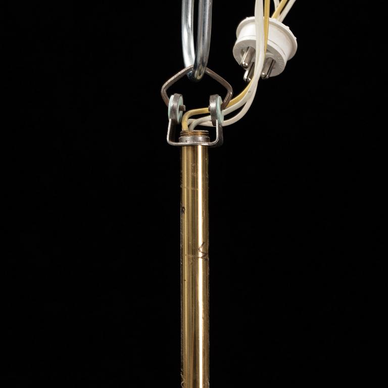 A 1960's brass and glass ceiling light.