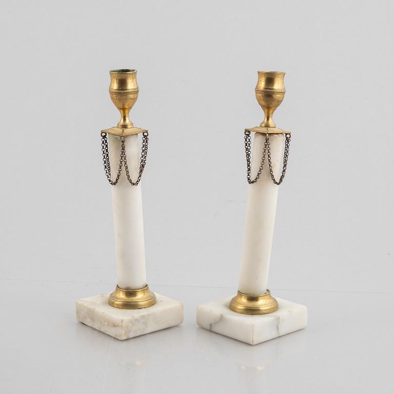A pair of candlesticks, Gustavians style, 19th century.