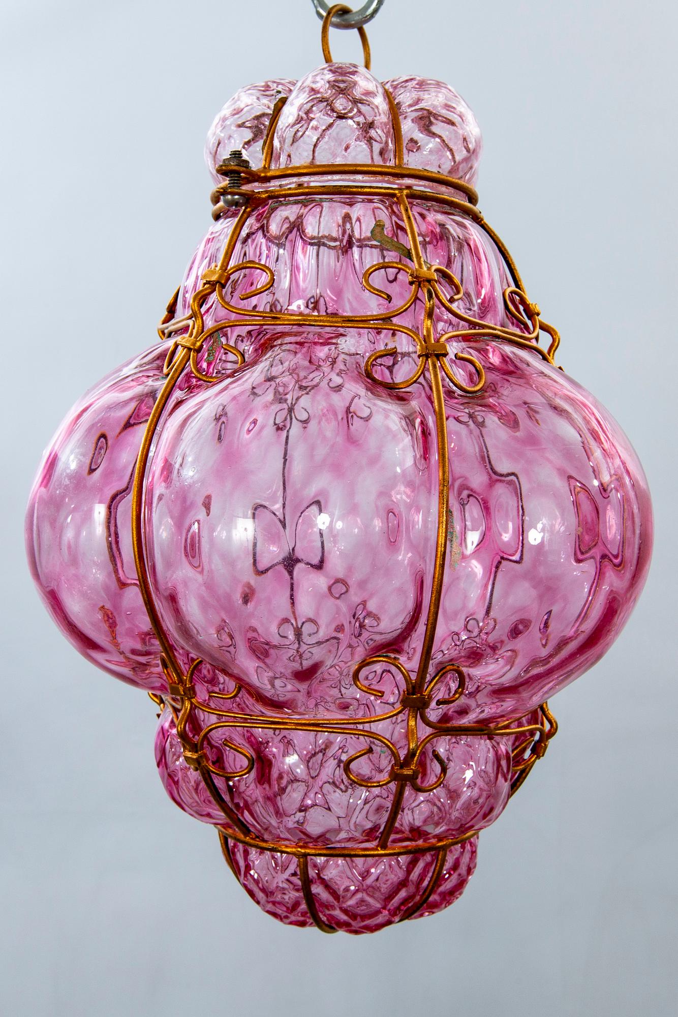 Four mid 20th century glass ceiling lamps from Murano, Venice Italy.
