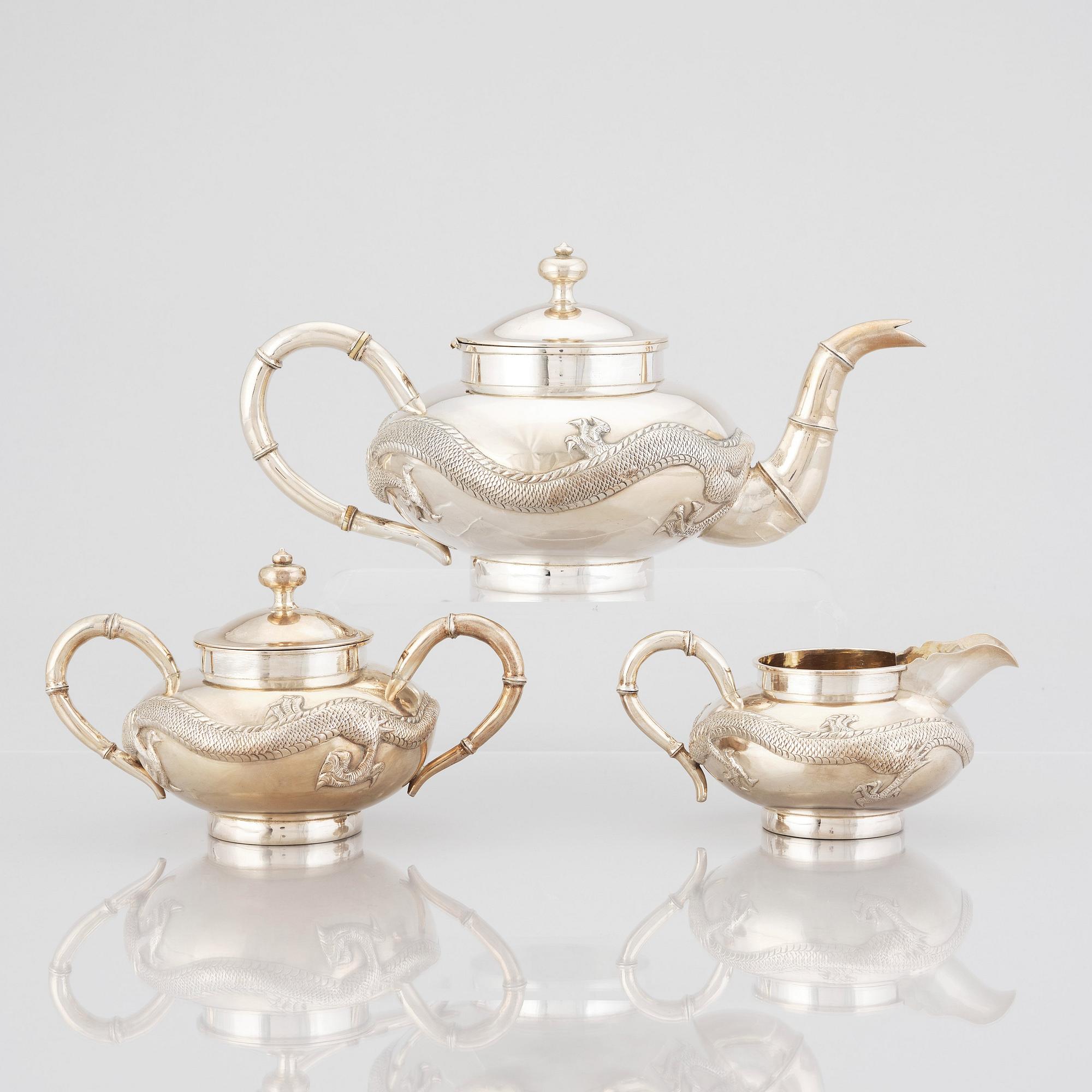 A Chinese silver tea service, Shanghai, early 20th Century.