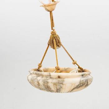 Ceiling lamp, alabaster, 1920s.