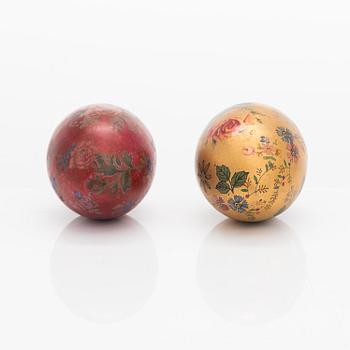 Rut Bryk, two ceramic decorative eggs signed Bryk.