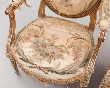 KARMSTOLAR, 1 par, Louis Seize, 1800-talets andra hälft.