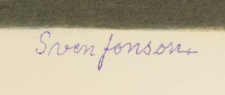 Sven Jonson, mapp med 5 färglitografier, stämpelsignerade och numrerade,158/390.