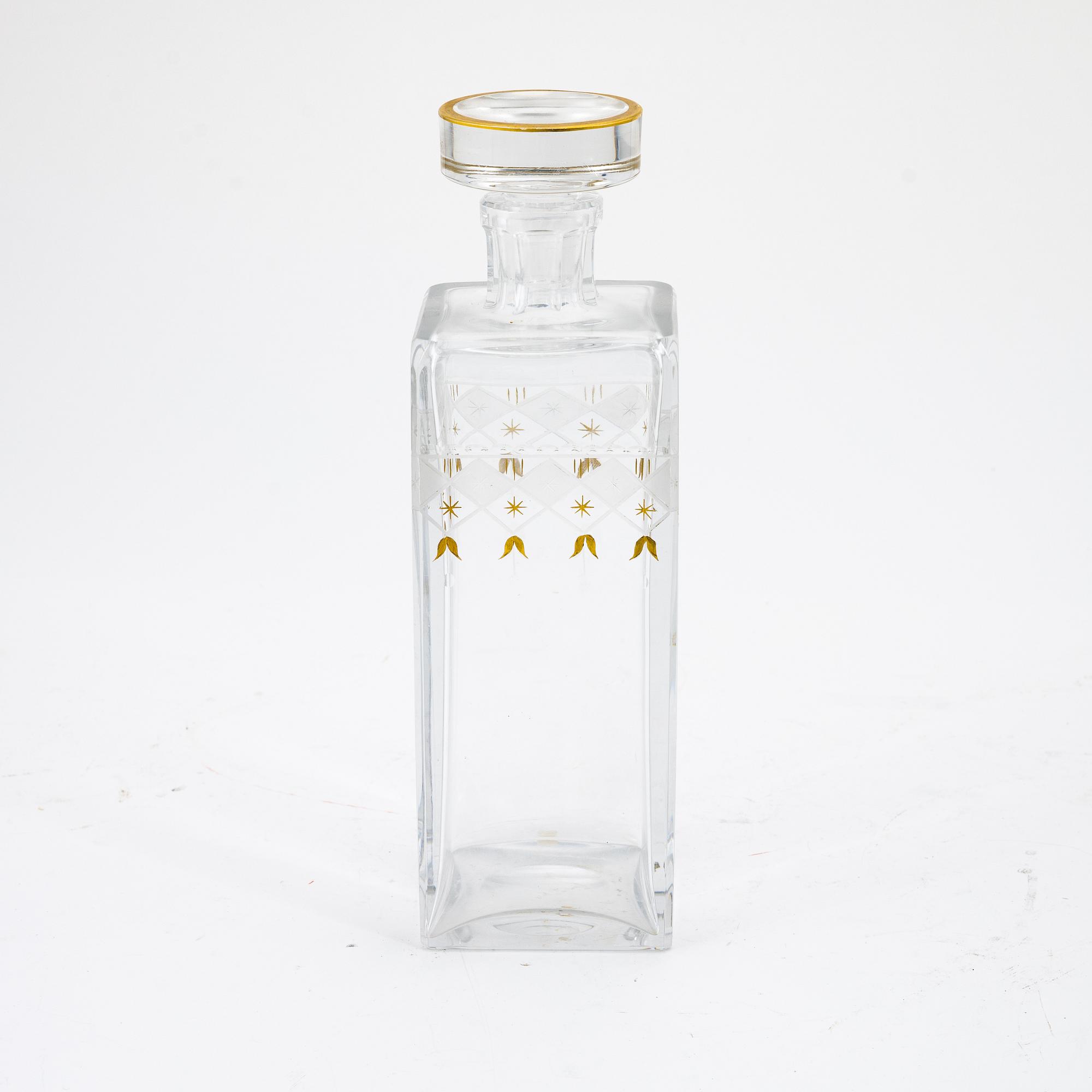 Karaff med propp, glas, "Odelberg junior", Kosta, 1900-tal.