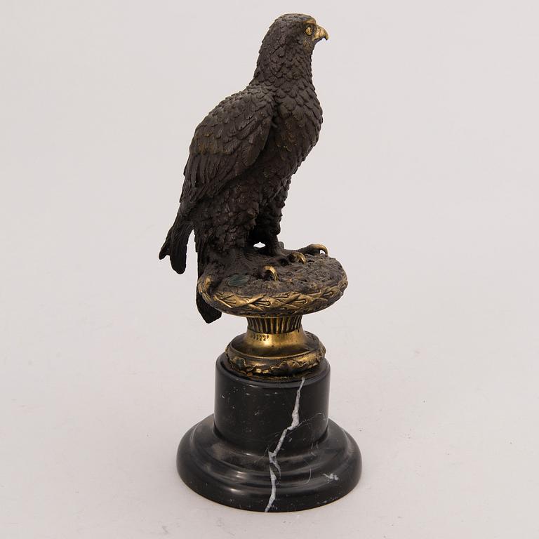 SCULPTURE, patinated bronze, on marble stand.