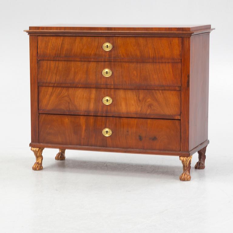 A late Gustavian mahogany writing-commode, Stockholm circa 1800.