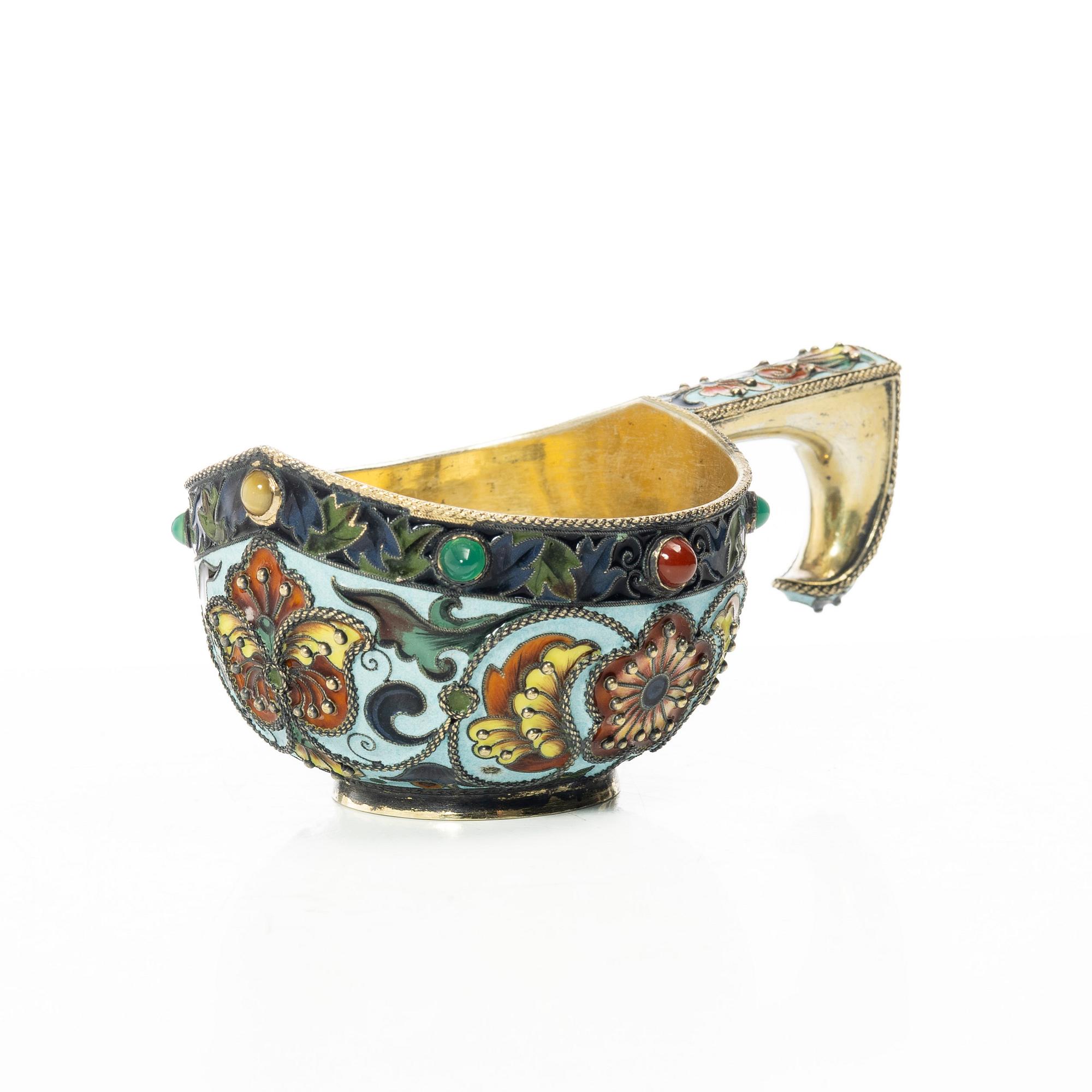 A Russian silver kovsh, Moscow, early 20th century.