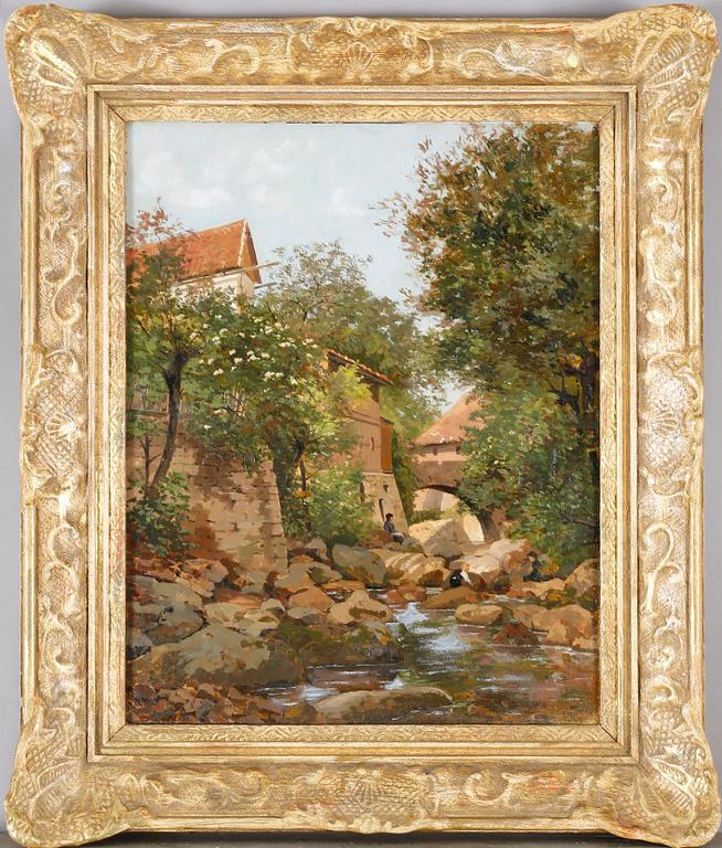 OIDENTIFIERAD KONSTNÄR, olja på papper, signerad L Schroeder, omkring sekelskiftet 1900.