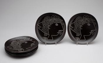 FAT, 6 st, stengods, Stig Lindberg, 1950/60-tal.