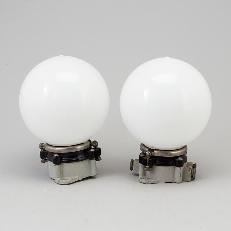 A pair of industrial wall lamps, mid 20th century.