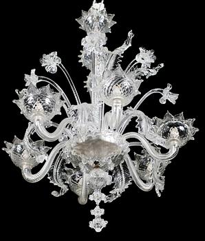 LJUSKRONA, glas, venetiansk stil, 1900-talets andra hälft. Höjd ca 78 cm.