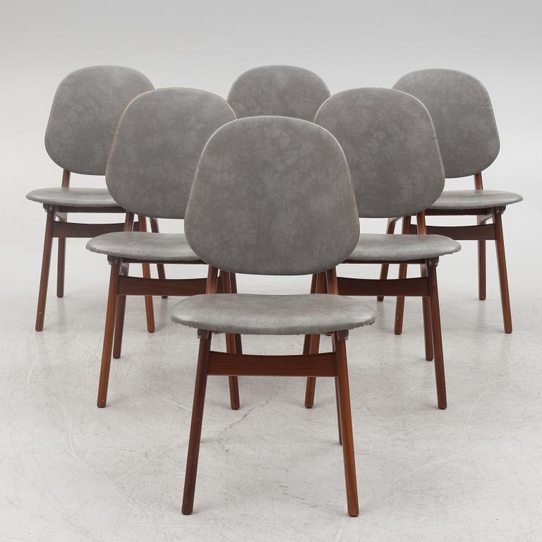 Arne Hovmand-Olsen,  a set of six model 75 chairs, Mogens Kold Møbelfabrik, Denmark 1960s.