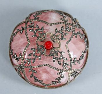 BELLPUSHER, agat, silver och markasiter, möjligen Ryssland, tidigt 1900-tal.
