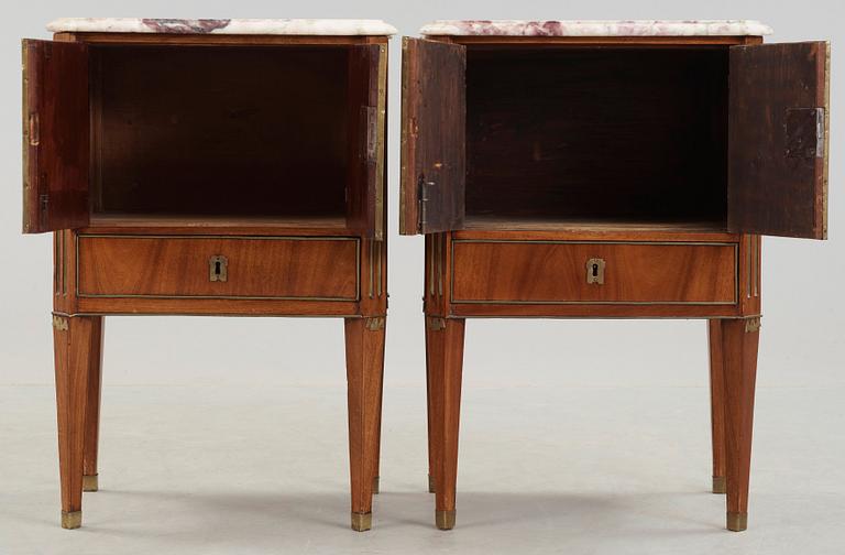 A pair of late Gustavian late 18th century chamber pot cupboards.