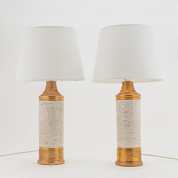 A pair of earthenware table lamps produced by Bitossi for Bergboms, 1070's.