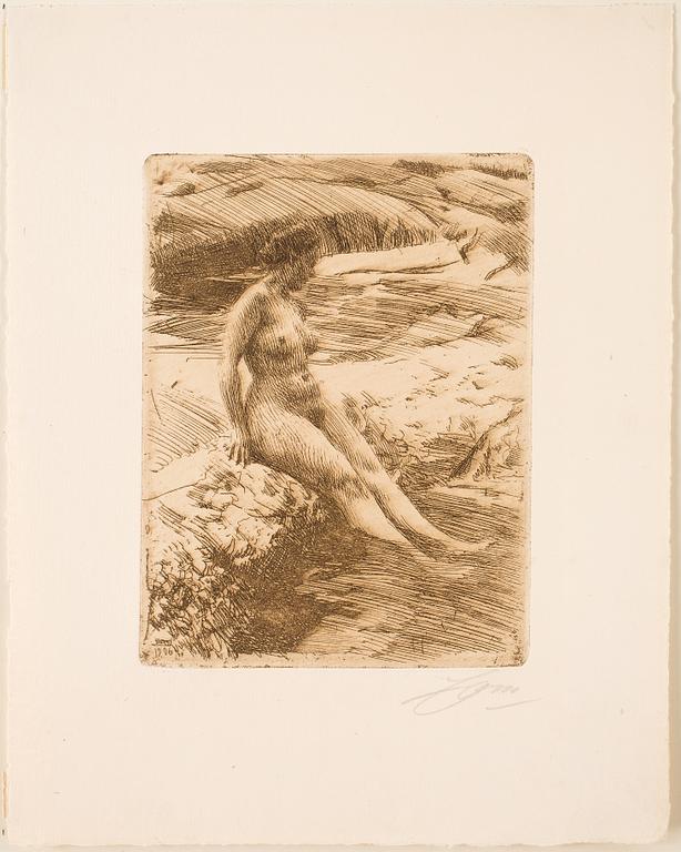 ANDERS ZORN, etsning, utförd 1906, signerad med blyerts.