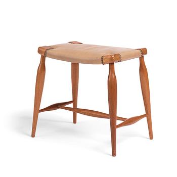 371. Josef Frank, a mahogany and leather upholstered stool, model 967, Svenskt Tenn.